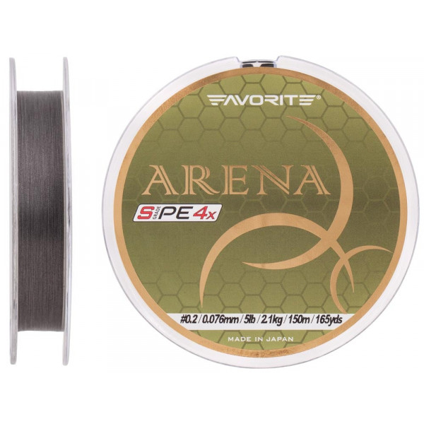 Шнур Favorite Arena PE 4x 150m (silver gray) #0.2/0.076mm 5lb/2.1kg