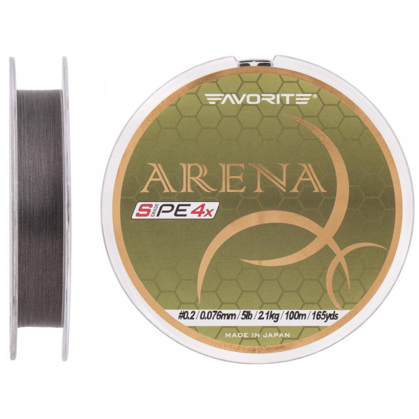 Шнур Favorite Arena PE 4x 100m (silver gray) #0.2/0.076mm 5lb/2.1kg