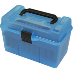 Коробка MTM H50-RS на 50 патронов кал. 222 Rem и 223 Rem. Цвет – голубой.