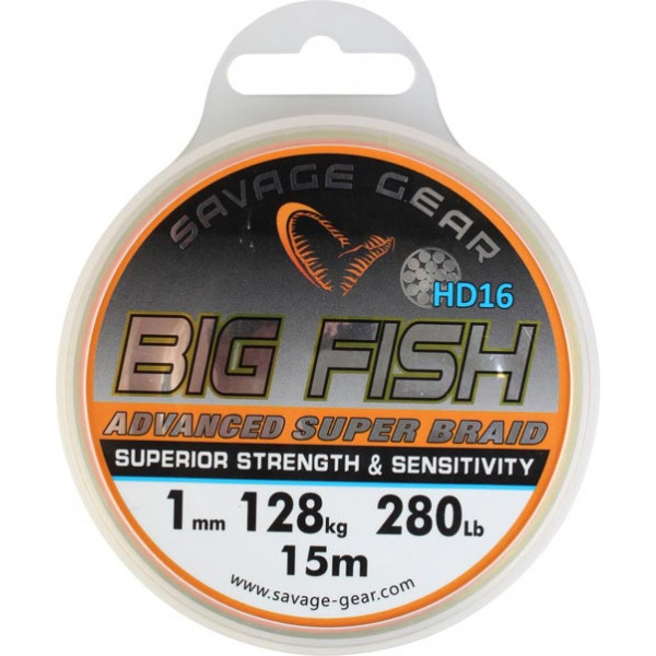 Шнур плетеный Savage Gear Big Fish HD16 Braid 15m 1mm 280lbs 128kg Neutral