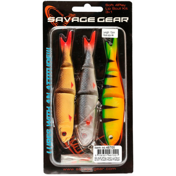 Силікон Savage Gear Soft 4Play 130mm Lip Scull kit Roach/ Rudd/ Firetiger (3+1 шт