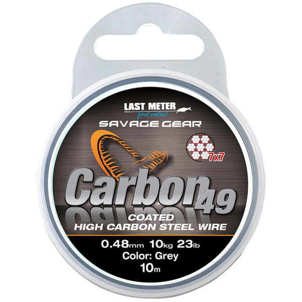 Поводковый материал Savage Gear Carbon49 Steelwire 10m 0.48mm 11kg Grey