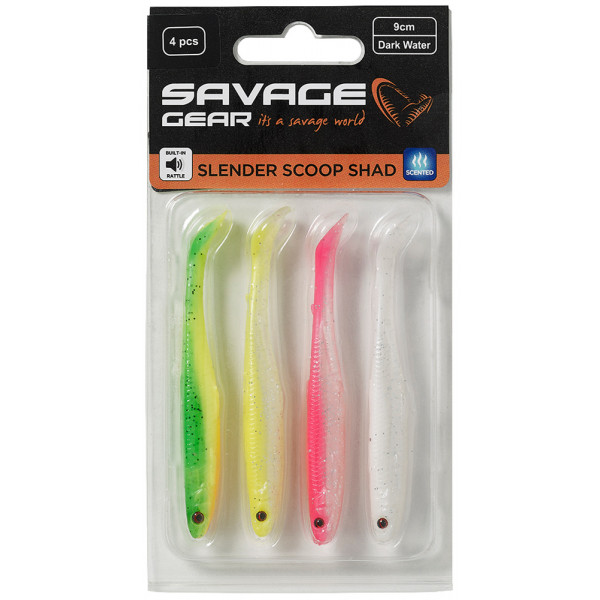 Силикон Savage Gear Slender Scoop Shad 90mm 4.0g Dark Water Mix (4 шт/уп)