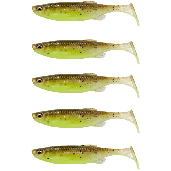 Силікон Savage Gear Fat Minnow T-Tail 90mm 7.0g Green Pearl Yellow (5 шт/уп)