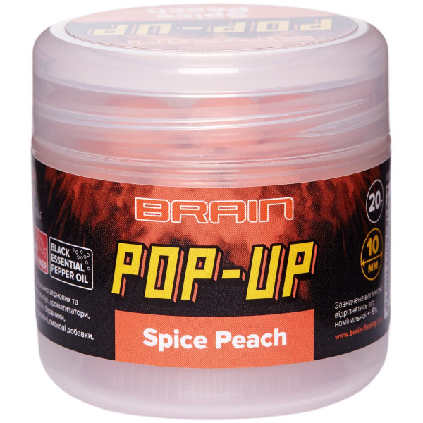 Бойлы Brain Pop-Up F1 Spice Peach (персик/специи) 10mm 20g