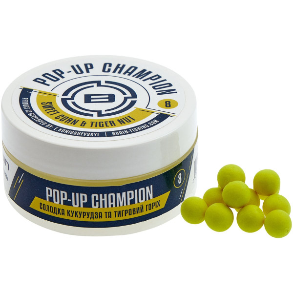Бойли Brain Champion Pop-Up Sweet Corn & Tiger Nut (кукурудза + тигровий горіх) 8mm 34g