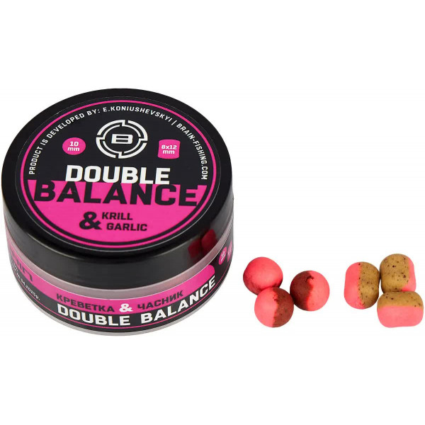 Бойлы Brain Double Balance Krill & Garlic (креветка + чеснок) 10+8х12mm