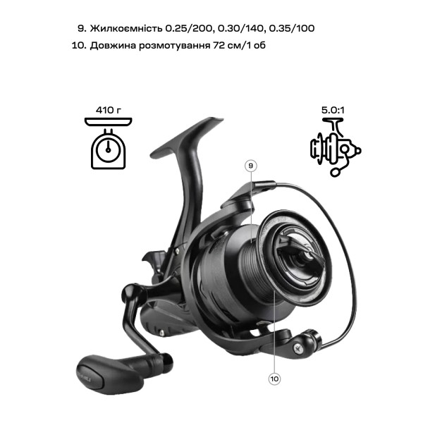 Катушка Brain Classic Carp Baitrunner 4000 4+1BB 5.0:1 Screw Handle