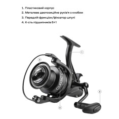 Катушка Brain Classic Carp Baitrunner 6000 4+1BB 5.0:1 Screw Handle