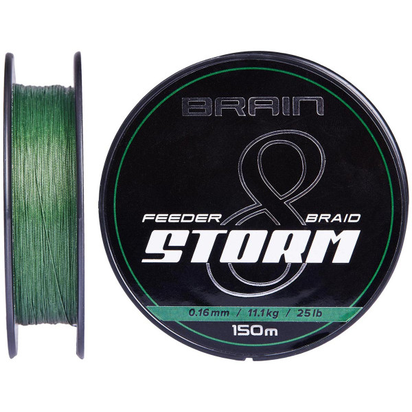 Шнур Brain Storm 8X (green) 150m 0.12mm 16lb/7.4kg