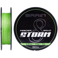 Шнур Brain Storm 8X (lime) 150m 0.18mm 27lb/12.2kg Шнур Brain Storm 8X (lime) 150m 0.18mm 27lb/12.2kg