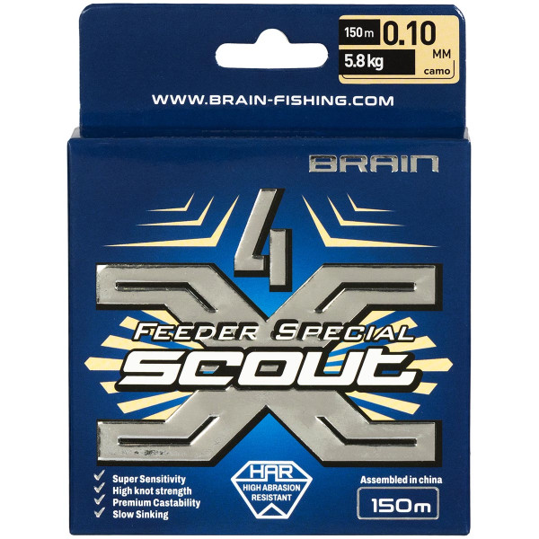 Шнур Brain Scout 4X 150m (camo) 0.100mm 5.8kg