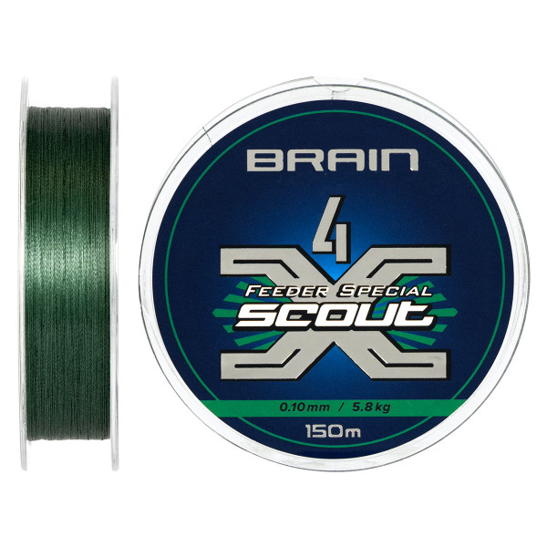 Шнур Brain Scout 4X 150m (deep green) 0.100mm 5.8kg