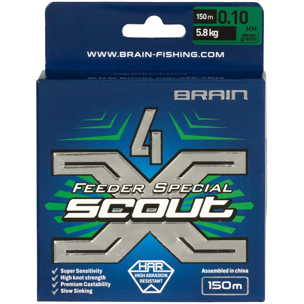 Шнур Brain Scout 4X 150m (deep green) 0.100mm 5.8kg