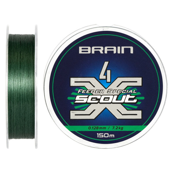 Шнур Brain Scout 4X 150m (deep green) 0.128mm 7.2kg