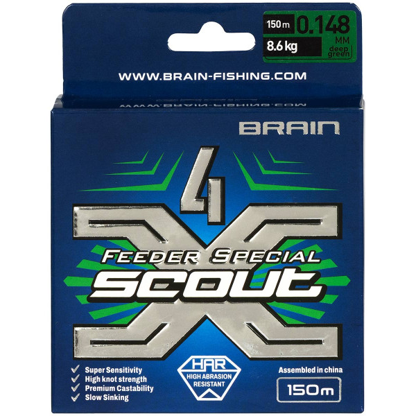 Шнур Brain Scout 4X 150m (deep green) 0.148mm 8.6kg