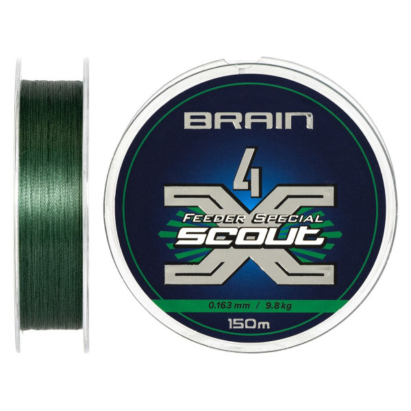 Шнур Brain Scout 4X 150m (deep green) 0.163mm 9.8kg