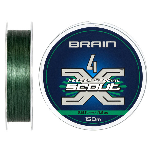 Шнур Brain Scout 4X 150m (deep green) 0.183mm 11.9kg