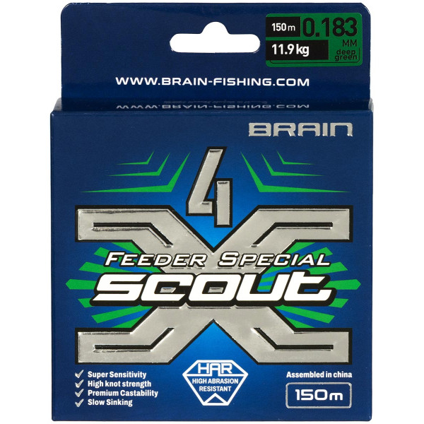 Шнур Brain Scout 4X 150m (deep green) 0.183mm 11.9kg