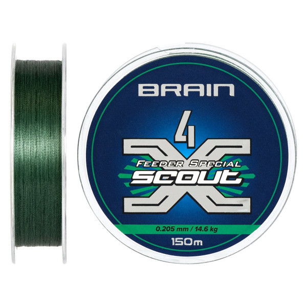 Шнур Brain Scout 4X 150m (deep green) 0.205mm 14.6kg