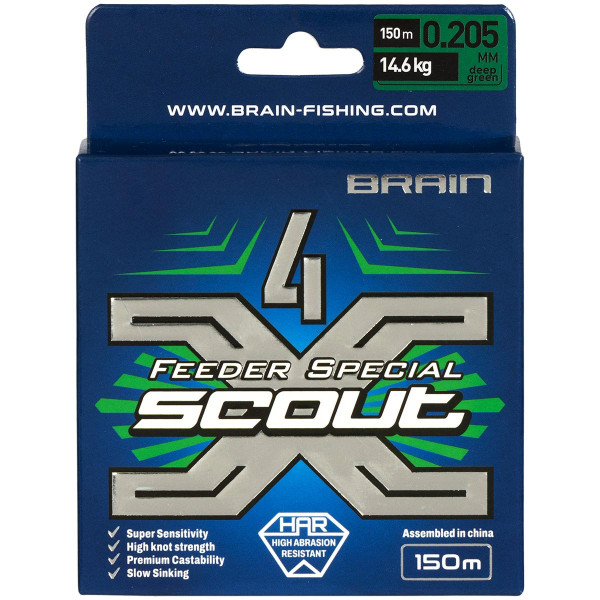 Шнур Brain Scout 4X 150m (deep green) 0.205mm 14.6kg