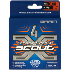 Шнур Brain Scout 4X 150m (fluoro Orange) 0.080mm 4.4kg