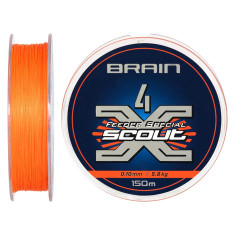 Шнур Brain Scout 4X 150m (fluoro Orange) 0.100mm 5.8kg