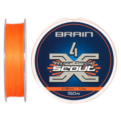 Шнур Brain Scout 4X 150m (fluoro Orange) 0.128mm 7.2kg