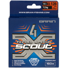 Шнур Brain Scout 4X 150m (fluoro Orange) 0.128mm 7.2kg