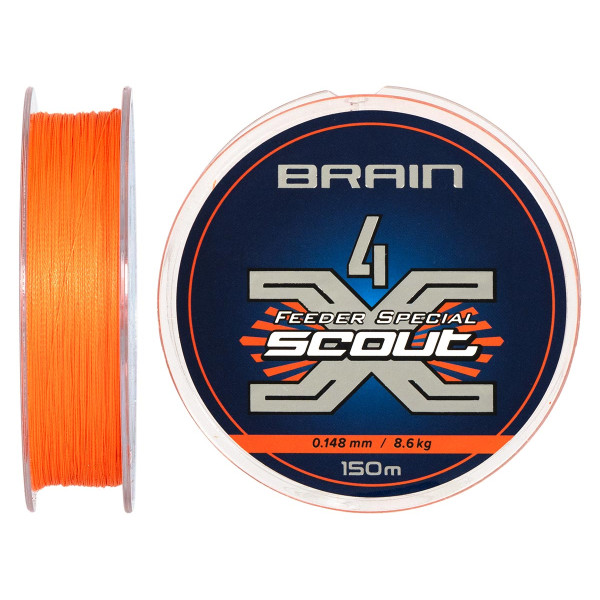 Шнур Brain Scout 4X 150m (fluoro Orange) 0.148mm 8.6kg