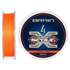 Шнур Brain Scout 4X 150m (fluoro Orange) 0.163mm 9.8kg