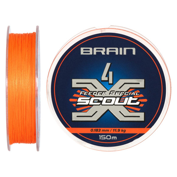 Шнур Brain Scout 4X 150m (fluoro Orange) 0.183mm 11.9kg