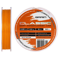 Волосінь Brain Classic Carp Line (solid orange) 150m 0.25mm 15lb 6.6kg