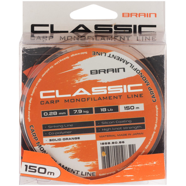 Леска Brain Classic Carp Line (solid orange) 150m 0.28mm 18lb 7.9kg