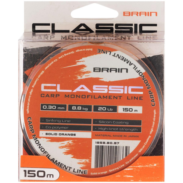 Леска Brain Classic Carp Line (solid orange) 150m 0.30mm 20lb 8.8kg