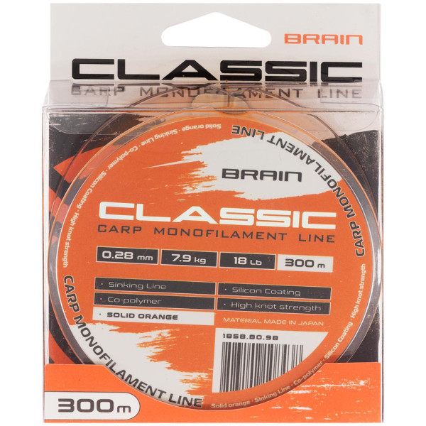 Леска Brain Classic Carp Line (solid orange) 300m 0.28mm 18lb 7.9kg