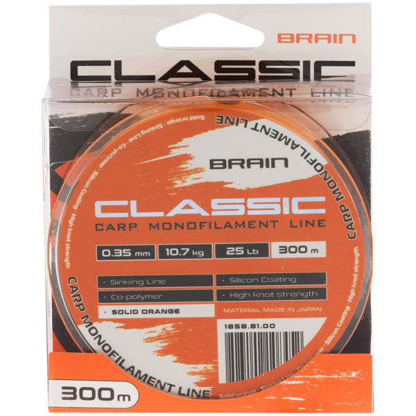 Леска Brain Classic Carp Line (solid orange) 300m 0.35mm 25lb 10.7kg
