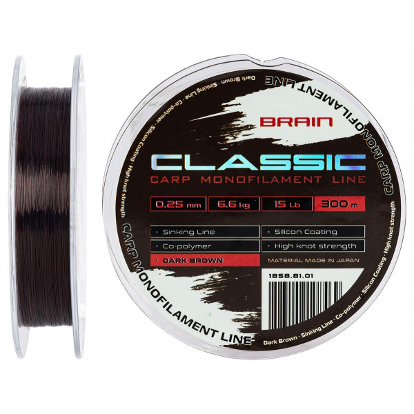 Line Brain Classic Carp Line (dark brown) 300m 0.25mm 15lb 6.6kg