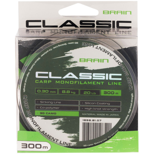 Волосінь Brain Classic Carp Line 3D (camo) 300m 0.30mm 20lb 8.8kg