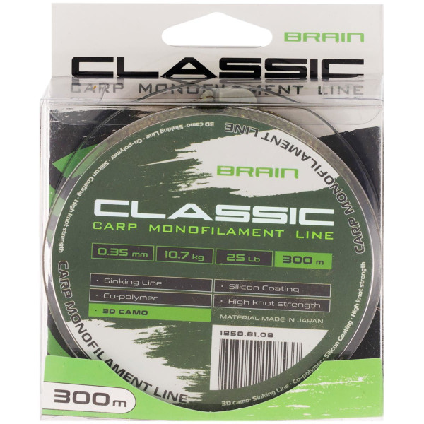 Волосінь Brain Classic Carp Line 3D (camo) 300m 0.35mm 25lb 10.7kg