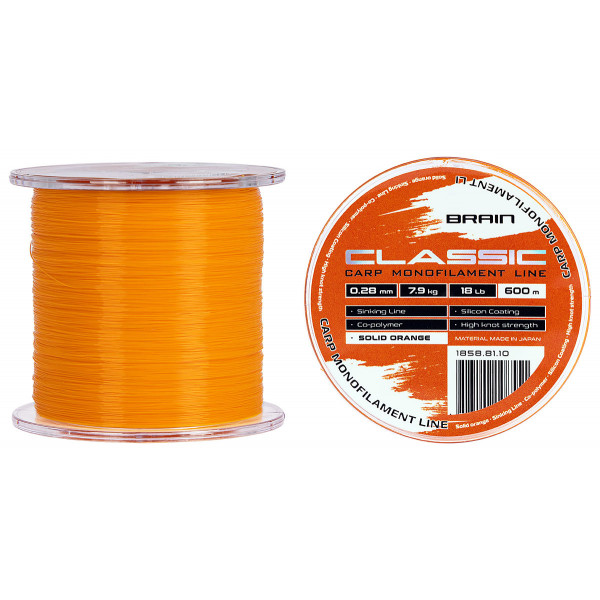 Line Brain Classic Carp Line (solid orange) 600m 0.28mm 18lb 7.9kg