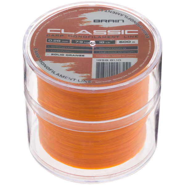 Леска Brain Classic Carp Line (solid orange) 600m 0.28mm 18lb 7.9kg