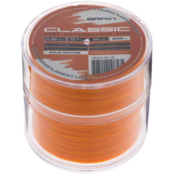 Леска Brain Classic Carp Line (solid orange) 600m 0.35mm 25lb 10.7kg