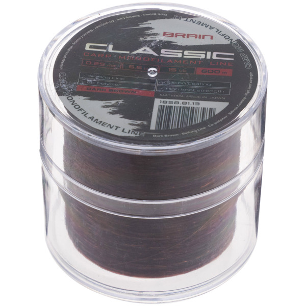 Волосінь Brain Classic Carp Line (dark brown) 600m 0.25mm 15lb 6.6kg