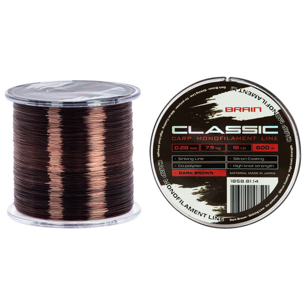 Леска Brain Classic Carp Line (dark brown) 600m 0.28mm 18lb 7.9kg