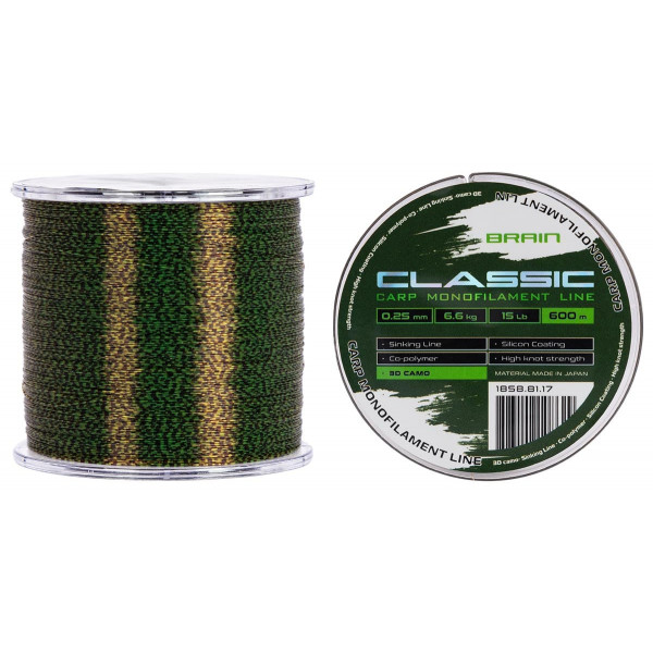 Line Brain Classic Carp Line 3D (camo) 600m 0.25mm 15lb 6.6kg