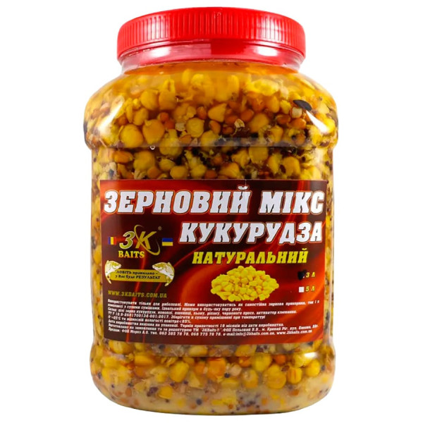 Зерновая смесь 3KBaits 3KBaits Зерновий Микс Кукурудза (натуральний) ведро/банка 3л