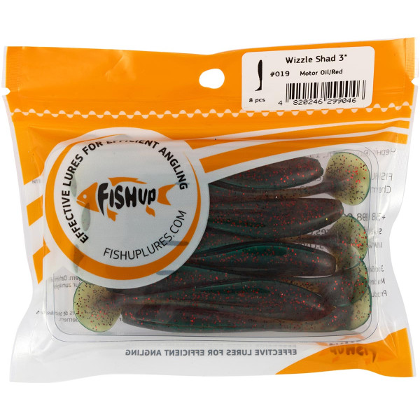 Силикон FishUP Wizzle Shad 3" #019 Motor Oil/Red (8шт/уп)