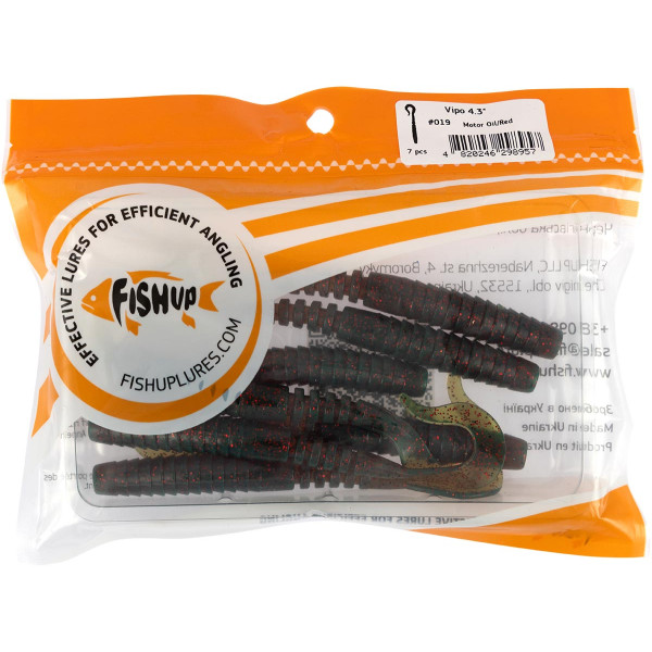 Силикон FishUP Vipo 4.3" #019 - Motor Oil/Red (7шт/уп)