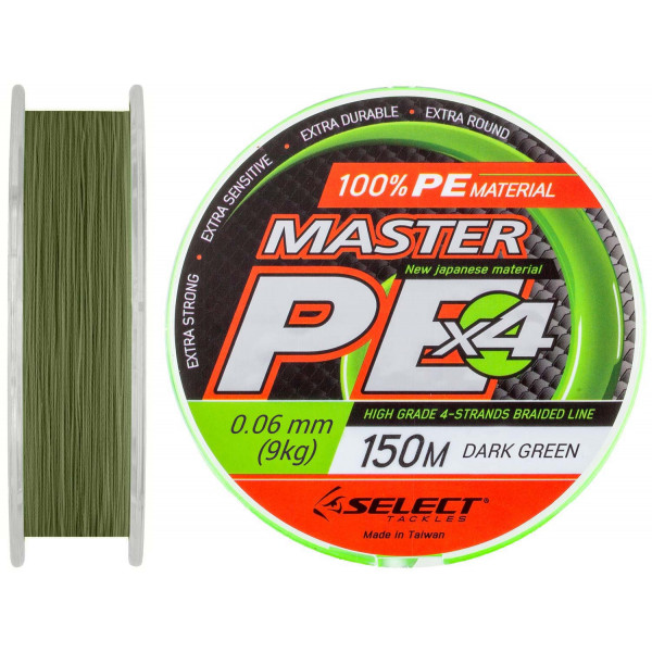 Шнур Select Master PE 150m 0.06 мм 9кг темн.-зел.